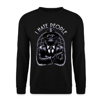 I Hate People - Unisex Sweatshirt - black - Front - Alina (178cm) & Michal (187cm)