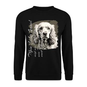Englischer Cocker Spaniel lustiger Spruch - Unisex Pullover - Schwarz - Vorne - Alina (178cm) & Michal (187cm)