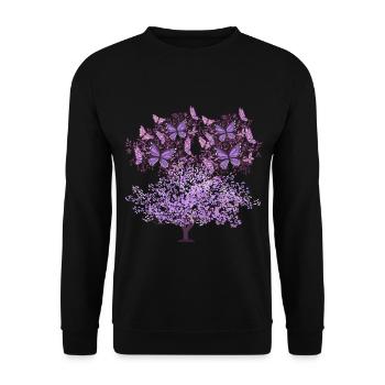 arbre, printemps, insectes, papillons, nature - Sweat-shirt Unisexe - noir - Devant - Alina (178cm) & Michal (187cm)