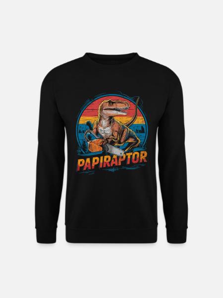 Papiraptor Dino Papa Lustiges Vatertag - Unisex Pullover - Schwarz