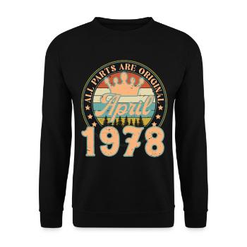 Avril 1978. Cadeau d’anniversaire avril 1978 April - Sweat-shirt Unisexe - noir - Devant - Alina (178cm) & Michal (187cm)