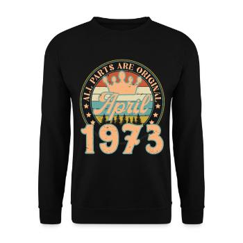 Avril 1973. Cadeau d’anniversaire avril 1973 April - Sweat-shirt Unisexe - noir - Devant - Alina (178cm) & Michal (187cm)
