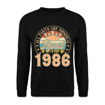 Avril 1986. Cadeau d’anniversaire avril 1986 April - Sweat-shirt Unisexe - noir - Devant - Alina (178cm) & Michal (187cm)