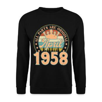 Avril 1958. Cadeau d’anniversaire avril 1958 April - Sweat-shirt Unisexe - noir - Devant - Alina (178cm) & Michal (187cm)