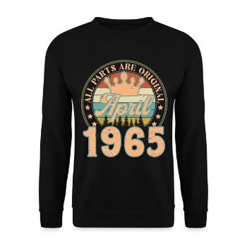 April 1965. April 1965 April Birthday Gift - Unisex Sweatshirt - black - Front - Alina (178cm) & Michal (187cm)