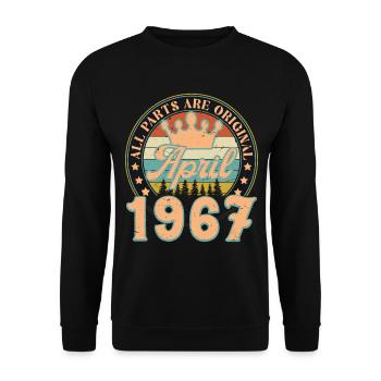 Avril 1967. Cadeau d’anniversaire avril 1967 April - Sweat-shirt Unisexe - noir - Devant - Alina (178cm) & Michal (187cm)