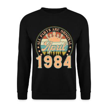 April 1984. April 1984 Birthday Gift April - Unisex Sweatshirt - black - Front - Alina (178cm) & Michal (187cm)