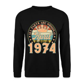 Avril 1974. Cadeau d’anniversaire avril 1974 April - Sweat-shirt Unisexe - noir - Devant - Alina (178cm) & Michal (187cm)