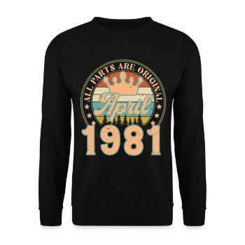 Avril 1981. Cadeau d’anniversaire avril 1981 April - Sweat-shirt Unisexe - noir - Devant - Alina (178cm) & Michal (187cm)