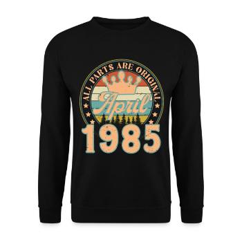 Avril 1985. Cadeau d’anniversaire avril 1985 April - Sweat-shirt Unisexe - noir - Devant - Alina (178cm) & Michal (187cm)