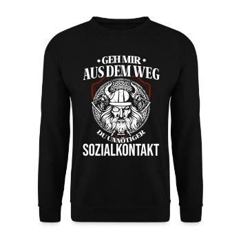 Wikinger Tshirt Viking Valhalla Walhalla Gott Odin - Unisex Pullover - Schwarz - Vorne - Alina (178cm) & Michal (187cm)