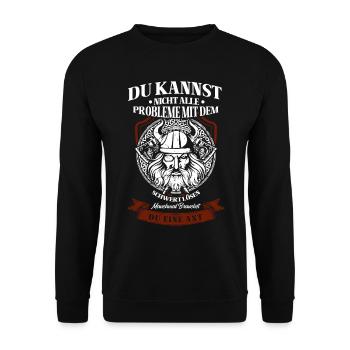 Viking Tshirt Viking Valhalla Valhalla God Odin - Unisex Sweatshirt - black - Front - Alina (178cm) & Michal (187cm)