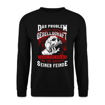 Wikinger Tshirt Viking Valhalla Walhalla Gott Odin - Unisex Pullover - Schwarz - Vorne - Alina (178cm) & Michal (187cm)