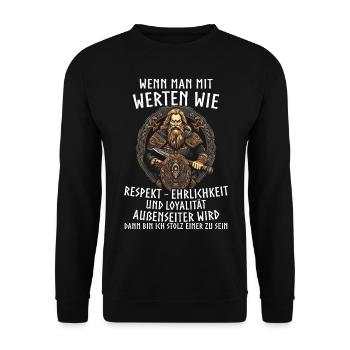 Viking Tshirt Viking Valhalla Valhalla God Odin - Unisex Sweatshirt - black - Front - Alina (178cm) & Michal (187cm)