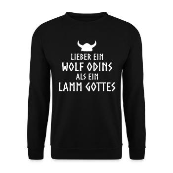 Wikinger Tshirt Viking Valhalla Walhalla Gott Odin - Unisex Pullover - Schwarz - Vorne - Alina (178cm) & Michal (187cm)