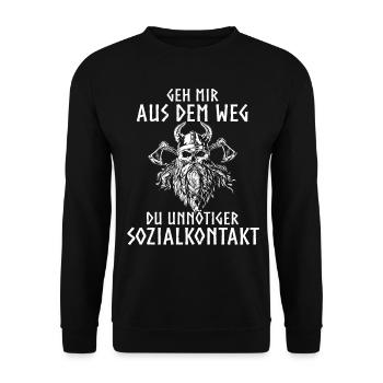 Wikinger Tshirt Viking Valhalla Walhalla Gott Odin - Unisex Pullover - Schwarz - Vorne - Alina (178cm) & Michal (187cm)