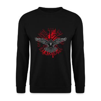 T-shirt Viking Valhalla Valhalla Dieu Odin - Sweat-shirt Unisexe - noir - Devant - Alina (178cm) & Michal (187cm)