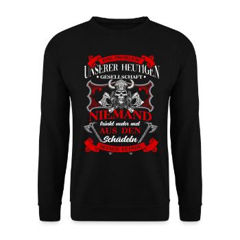 Wikinger Tshirt Viking Valhalla Walhalla Gott Odin - Unisex Pullover - Schwarz - Vorne - Alina (178cm) & Michal (187cm)