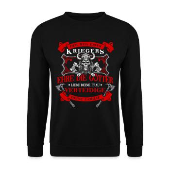 Wikinger Tshirt Viking Valhalla Walhalla Gott Odin - Unisex Pullover - Schwarz - Vorne - Alina (178cm) & Michal (187cm)