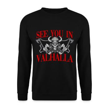 Viking Tshirt Viking Valhalla Valhalla God Odin - Unisex Sweatshirt - black - Front - Alina (178cm) & Michal (187cm)