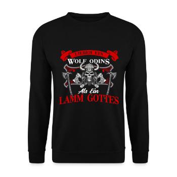 Wikinger Tshirt Viking Valhalla Walhalla Gott Odin - Unisex Pullover - Schwarz - Vorne - Alina (178cm) & Michal (187cm)