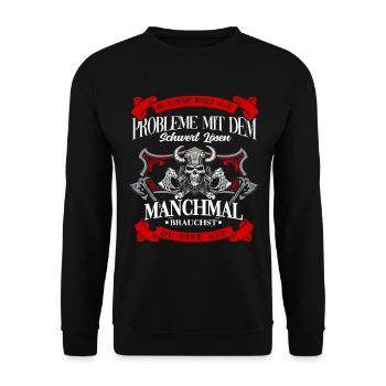 Viking Tshirt Viking Valhalla Valhalla God Odin - Unisex Sweatshirt - black - Front - Alina (178cm) & Michal (187cm)