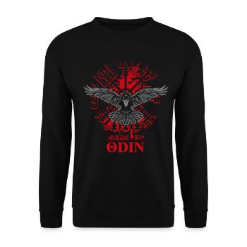 Wikinger Tshirt Viking Valhalla Walhalla Gott Odin - Unisex Pullover - Schwarz - Vorne - Alina (178cm) & Michal (187cm)