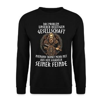 T-shirt Viking Valhalla Valhalla Dieu Odin - Sweat-shirt Unisexe - noir - Devant - Alina (178cm) & Michal (187cm)
