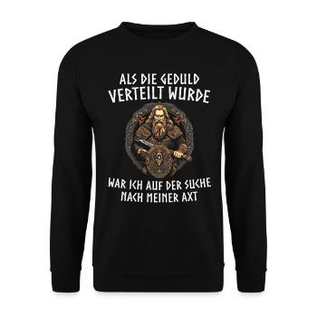 Wikinger Tshirt Viking Valhalla Walhalla Gott Odin - Unisex Pullover - Schwarz - Vorne - Alina (178cm) & Michal (187cm)