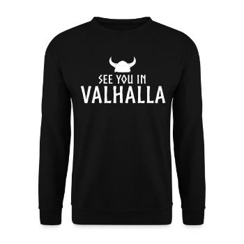 Wikinger Tshirt Viking Valhalla Walhalla Gott Odin - Unisex Pullover - Schwarz - Vorne - Alina (178cm) & Michal (187cm)