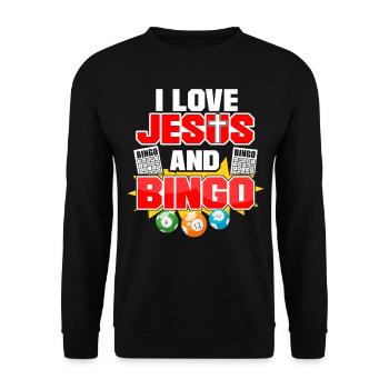 Joueur de bingo Jésus Foi Chrétienne - Sweat-shirt Unisexe - noir - Devant - Alina (178cm) & Michal (187cm)