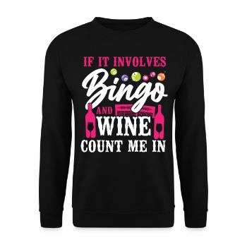 Bingo Player Wine If It Involves - Unisex Sweatshirt - black - Front - Alina (178cm) & Michal (187cm)