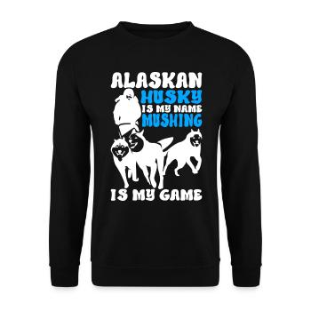 Schlittenfahren Schlittenhunde - Unisex Pullover - Schwarz - Vorne - Alina (178cm) & Michal (187cm)