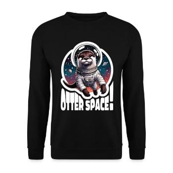 Otter Space Astronaut Weltall Otter Seeotter - Unisex Pullover - Schwarz - Vorne - Alina (178cm) & Michal (187cm)