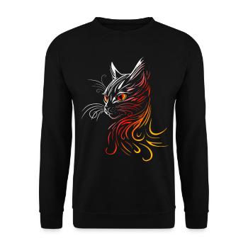 Katzenkopf Katze - Unisex Pullover - Schwarz - Vorne - Alina (178cm) & Michal (187cm)