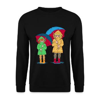 Fille, Frère Ou Sœur, Soeur, Parapluie - Sweat-shirt Unisexe - noir - Devant - Alina (178cm) & Michal (187cm)