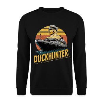 Duck Hunter Captain Nautical Cruise Ship - Unisex Sweatshirt - black - Front - Alina (178cm) & Michal (187cm)