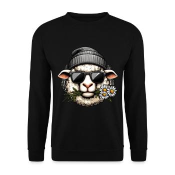Schaf Lustig Sonnenbrille Beanie Gänseblümchen - Unisex Pullover - Schwarz - Vorne - Alina (178cm) & Michal (187cm)