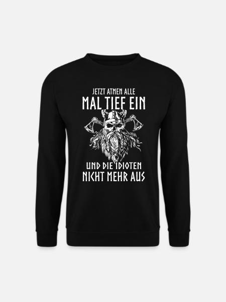 Wikinger Tshirt Viking Valhalla Walhalla Gott Odin - Unisex Pullover - Schwarz