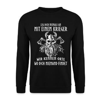 Wikinger Tshirt Viking Valhalla Walhalla Gott Odin - Unisex Pullover - Schwarz - Vorne - Alina (178cm) & Michal (187cm)