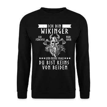 Wikinger Tshirt Viking Valhalla Walhalla Gott Odin - Unisex Pullover - Schwarz - Vorne - Alina (178cm) & Michal (187cm)