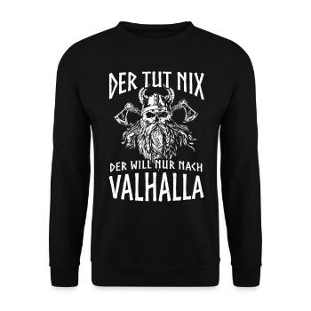 Viking Tshirt Viking Valhalla Valhalla God Odin - Unisex Sweatshirt - black - Front - Alina (178cm) & Michal (187cm)
