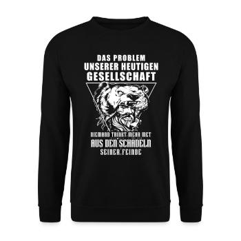 Wikinger Tshirt Viking Valhalla Walhalla Gott Odin - Unisex Pullover - Schwarz - Vorne - Alina (178cm) & Michal (187cm)