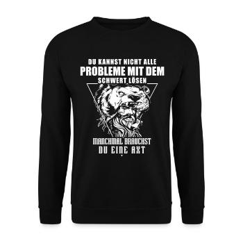 Viking Tshirt Viking Valhalla Valhalla God Odin - Unisex Sweatshirt - black - Front - Alina (178cm) & Michal (187cm)