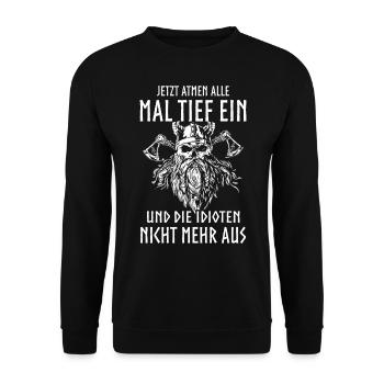 Viking Tshirt Viking Valhalla Valhalla God Odin - Unisex Sweatshirt - black - Front - Alina (178cm) & Michal (187cm)