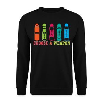 Joueur de bingo choisir une arme - Sweat-shirt Unisexe - noir - Devant - Alina (178cm) & Michal (187cm)