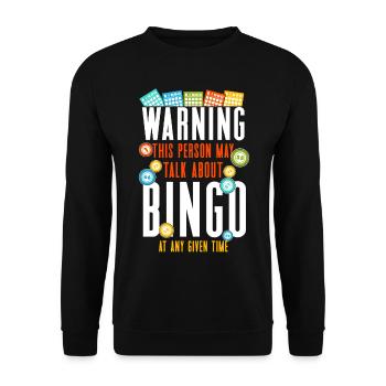 Bingo Player Warning This Person - Unisex Sweatshirt - black - Front - Alina (178cm) & Michal (187cm)