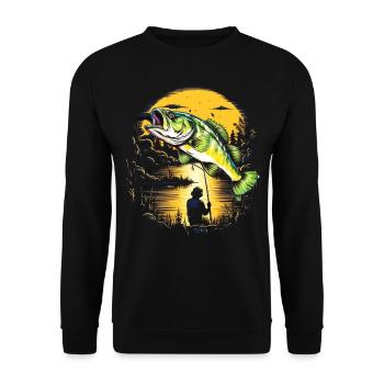 Bass Fish - Unisex Sweatshirt - black - Front - Alina (178cm) & Michal (187cm)