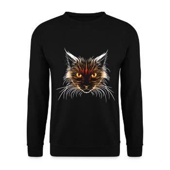 Katzenkopf orange - Unisex Pullover - Schwarz - Vorne - Alina (178cm) & Michal (187cm)