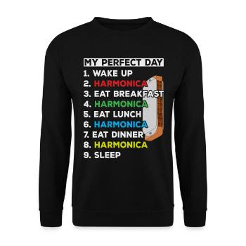 My Perfect Day Harmonica Player Playing Harmonica - Unisex Sweatshirt - black - Front - Alina (178cm) & Michal (187cm)